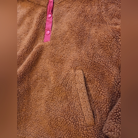 J.Crew Brown Fleece Pullover with Pink Accents Large - Picture 2 of 8